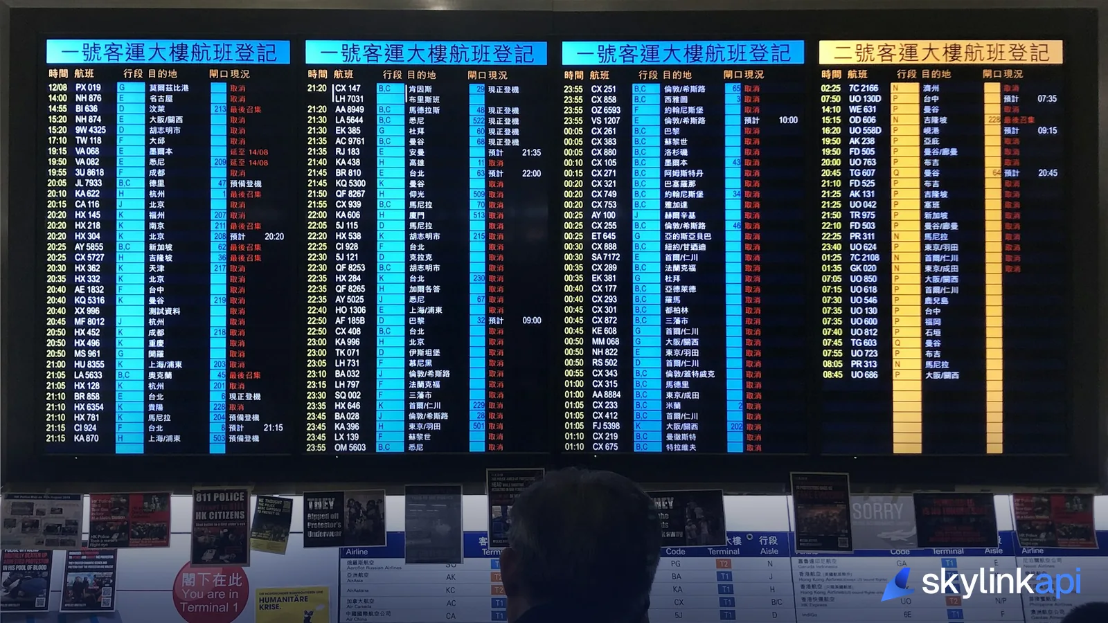 Rows of illuminated data screens in an operations-style control room