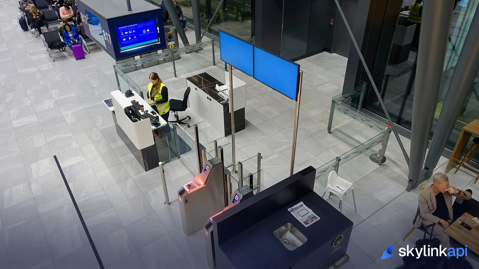 Passengers waiting at a boarding gate in Bergen