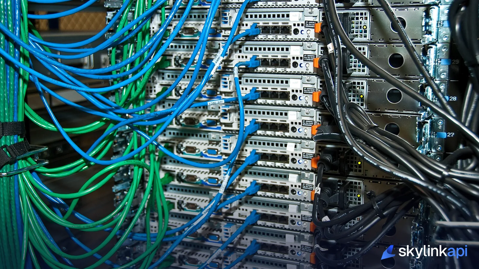 Network cabling and switching gear in a rack