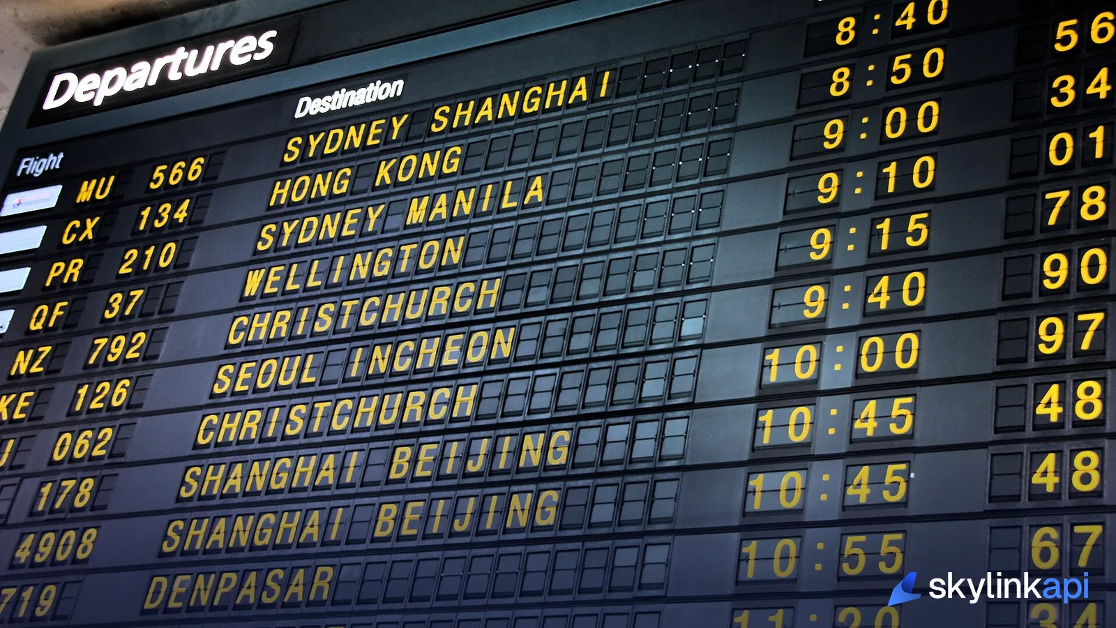 A departures board at Melbourne Airport