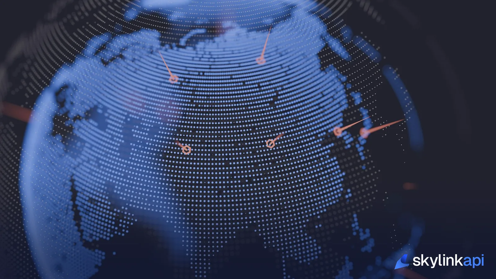 Close-up of a blue and black globe representing global aviation data coverage
