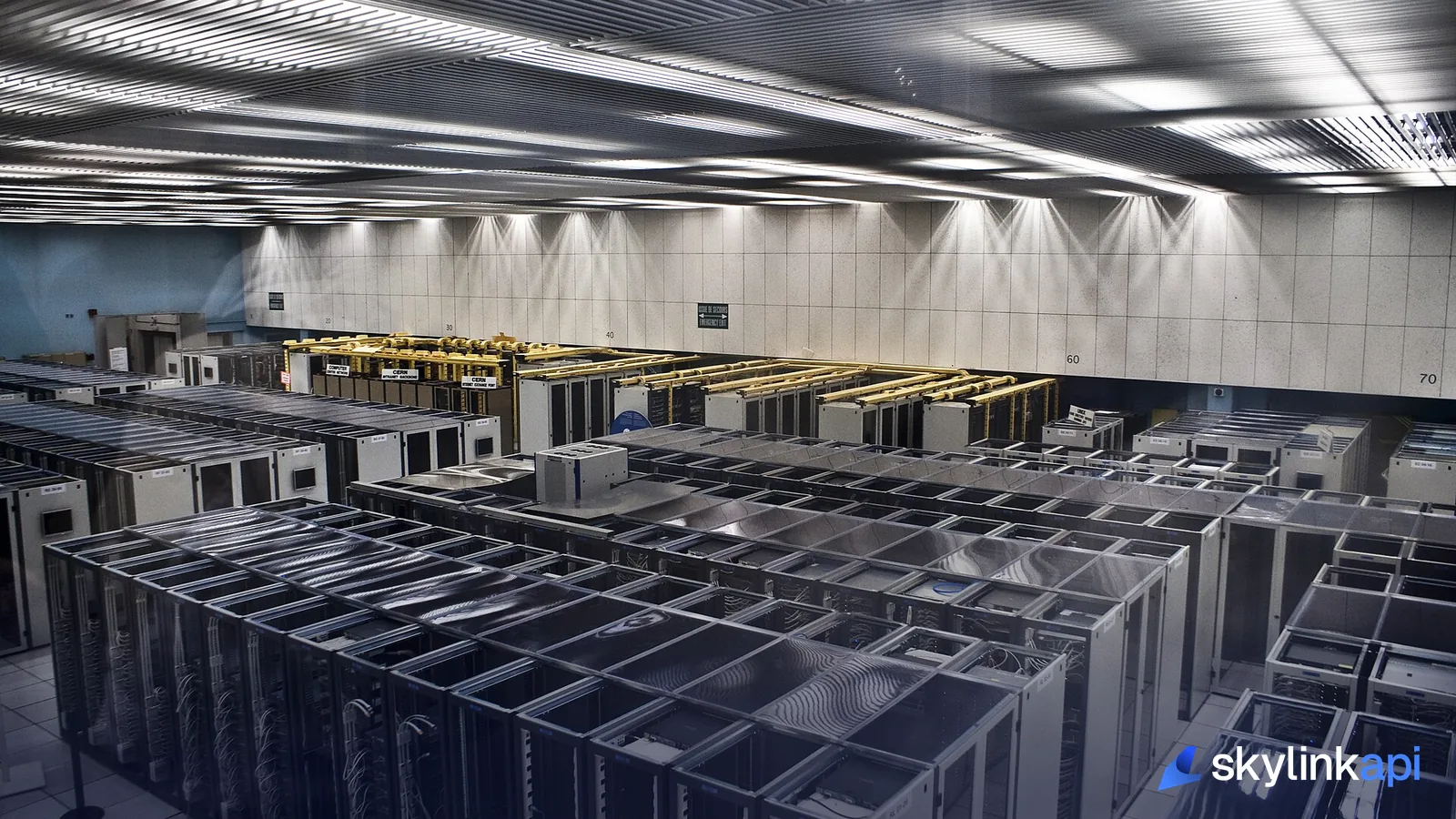 Rows of servers in a data centre