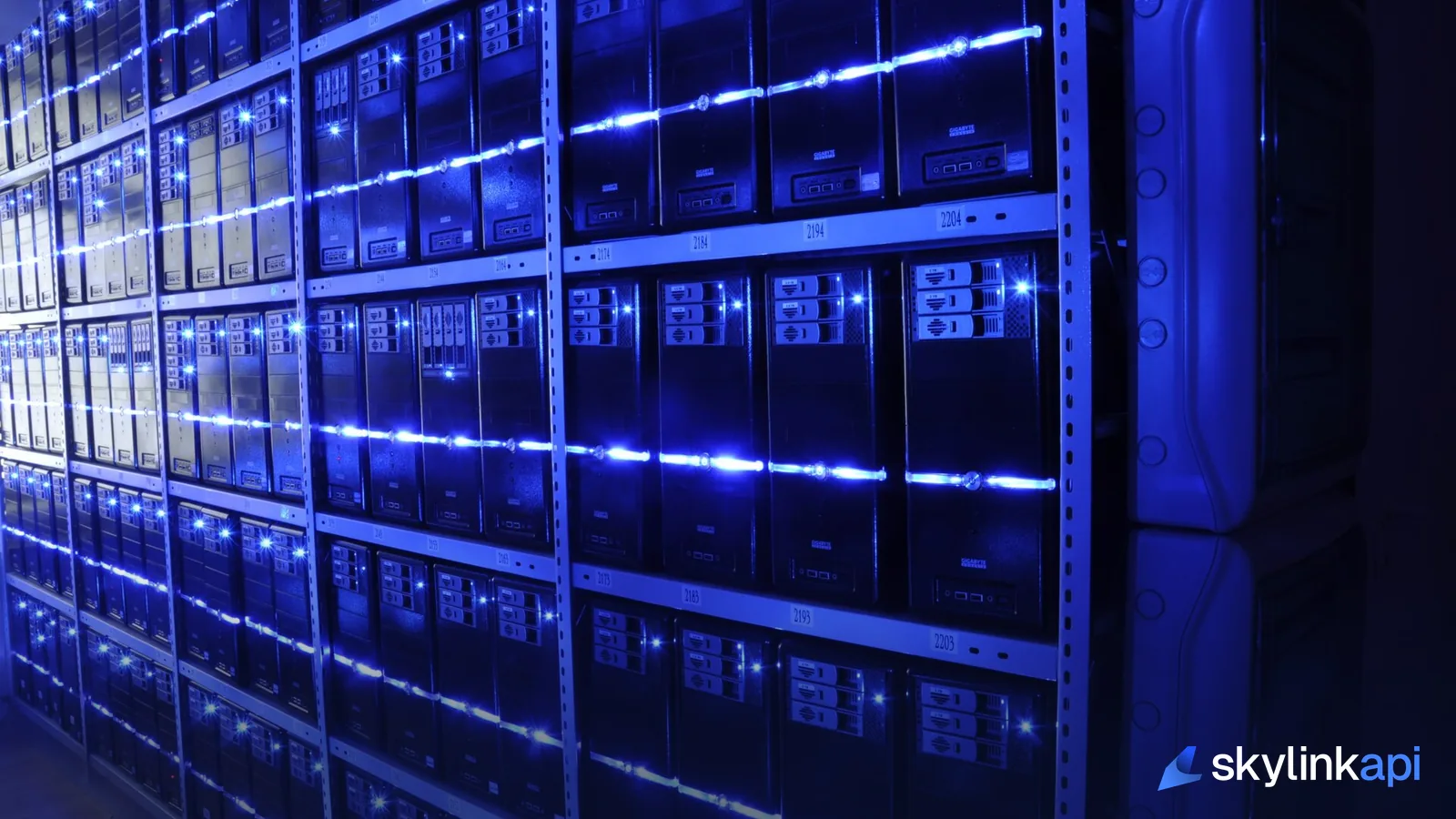 Rows of servers in a data centre