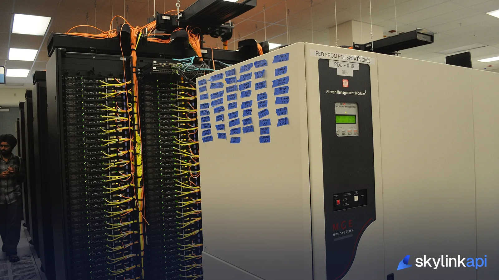 Server racks and network cabling in a data center