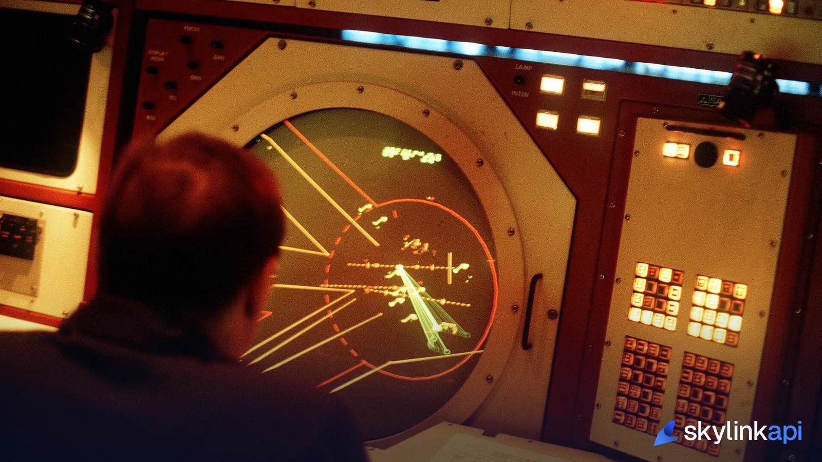 An air traffic controller's radar scope, where an aircraft's squawk code is displayed