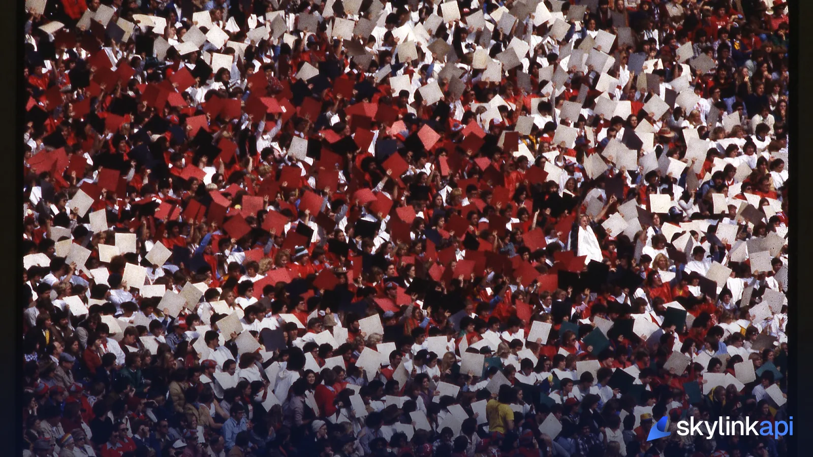 An aerial view of a packed stadium crowd, the kind of major event that gets a standing TFR